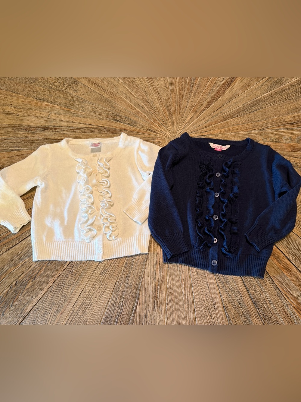 Bundle Ruffle Butts sweaters ruffle front cardigans navy blue & white size 2T